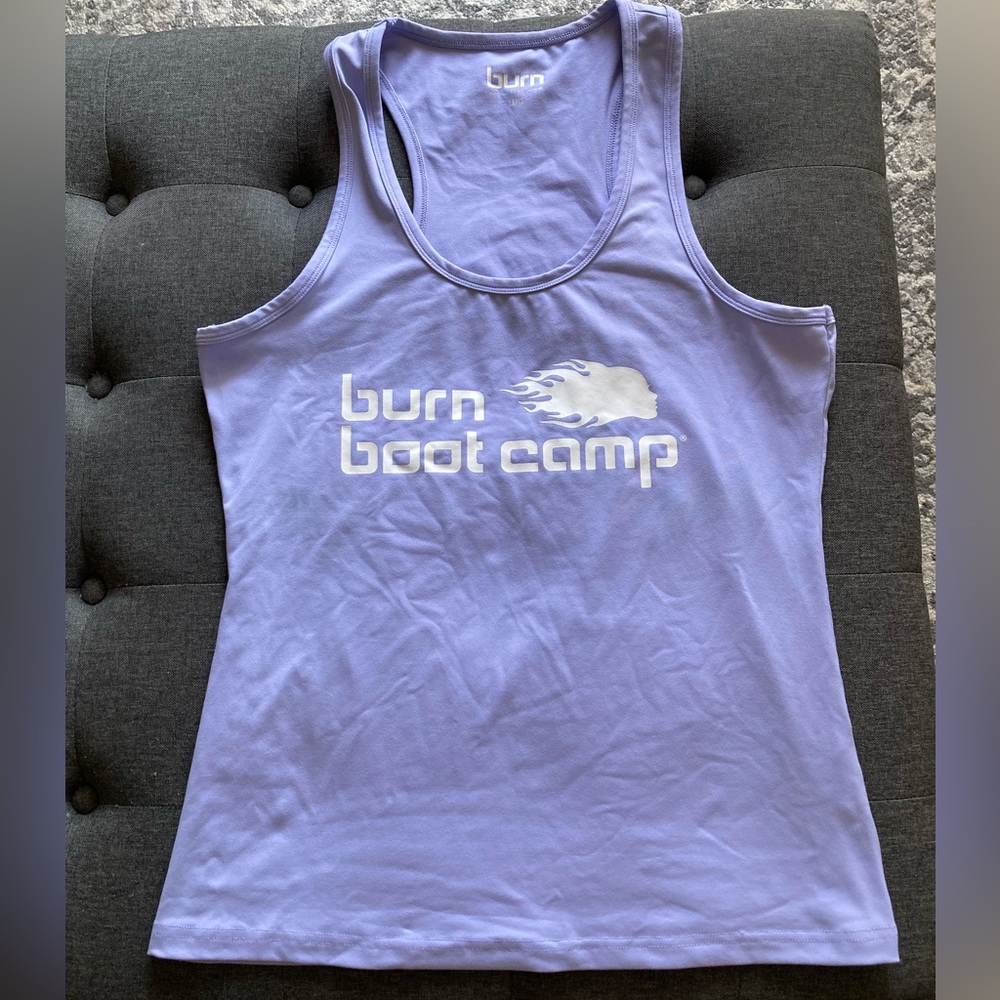 Burn Boot Camp Racerback top, Lavender Sz L
